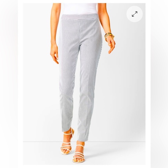 Talbots Pants - Talbots Chatham Seersucker Navy White Ankle Pants Sz 10